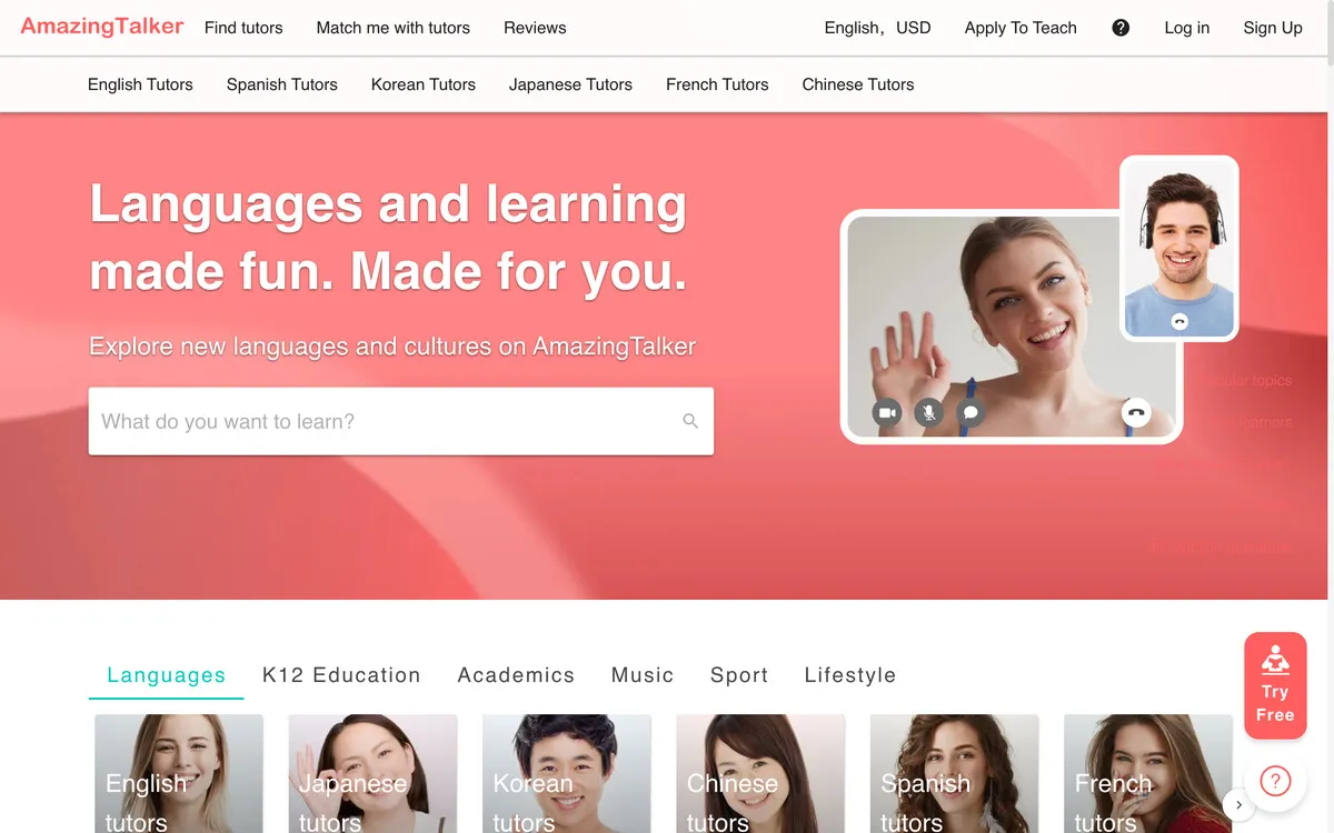 AmazingTalker online language tutoring marketplace