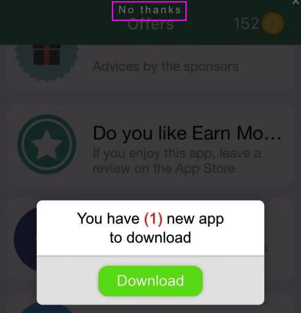 earn money app pop up