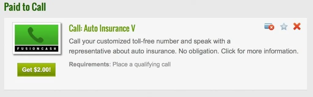 Fusioncash paid to call