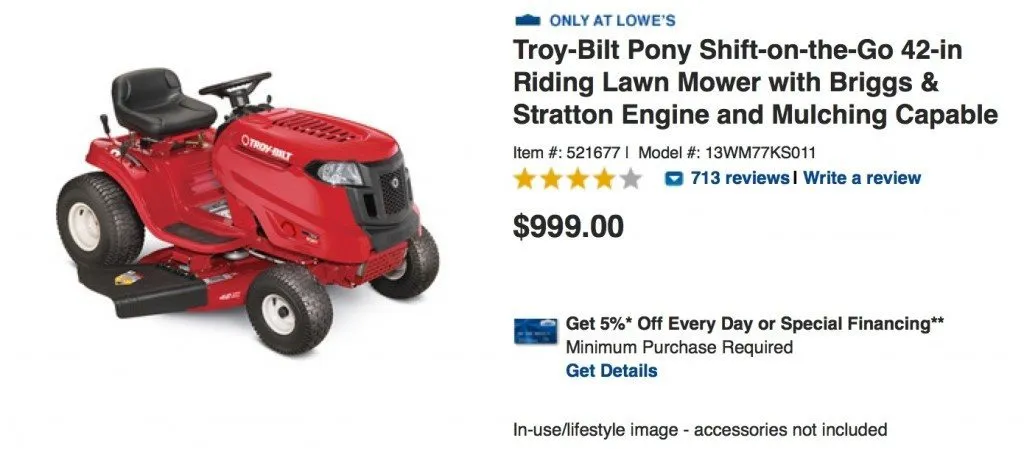 cashback on a lawnmover