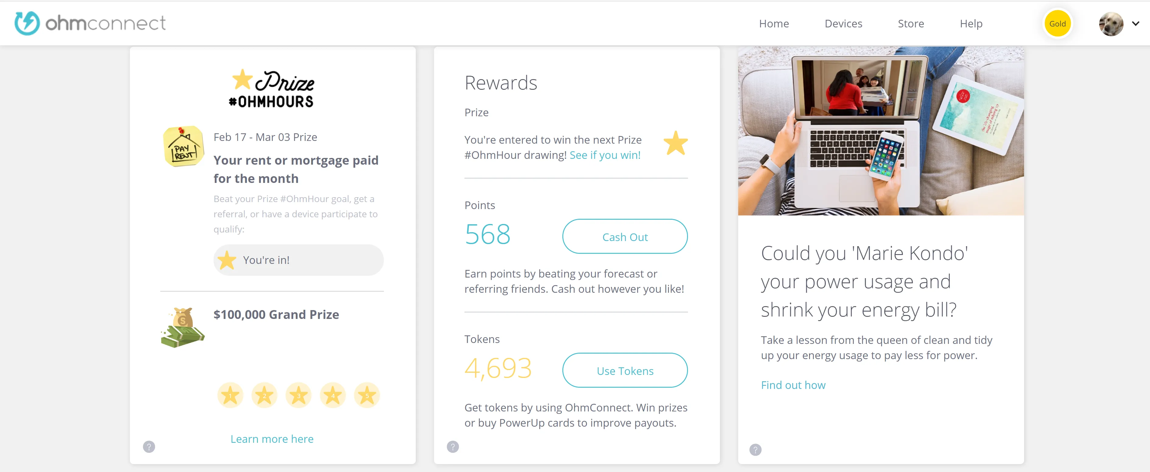ohmconnect dashboard