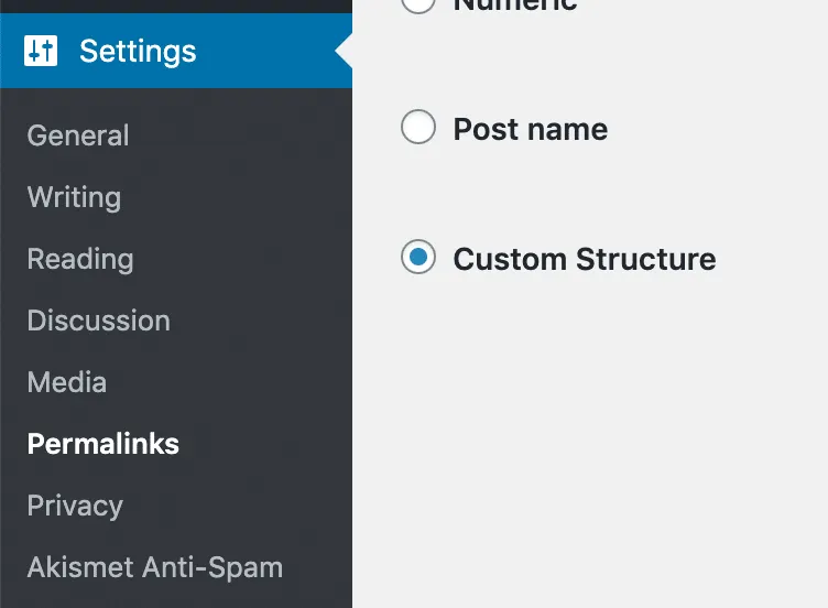 wordpress permalink settings