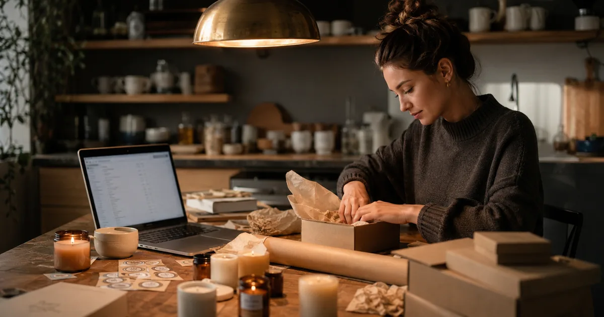Young entrepreneur launching a low-cost online business from home