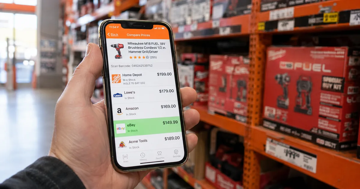 Using a price comparison app while shopping in-store