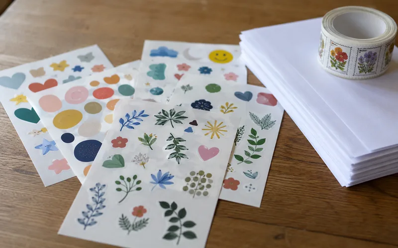 Sticker sheets and mailing envelopes