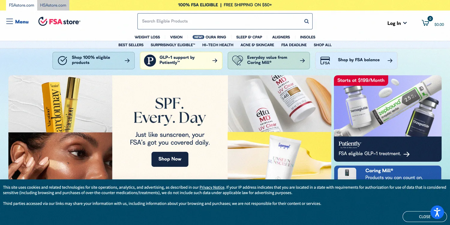 FSA Store showing everyday items you can buy with expiring FSA money