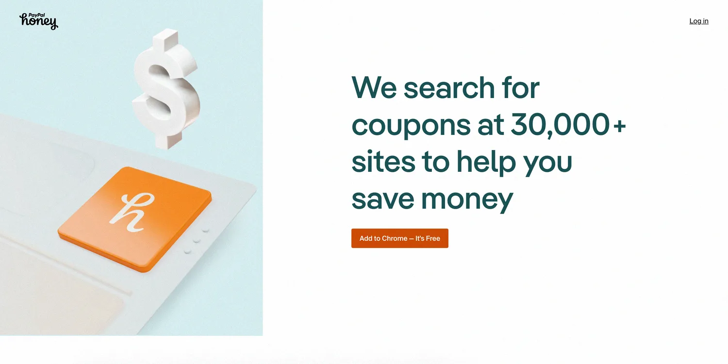 PayPal Honey browser extension that finds coupons automatically at checkout