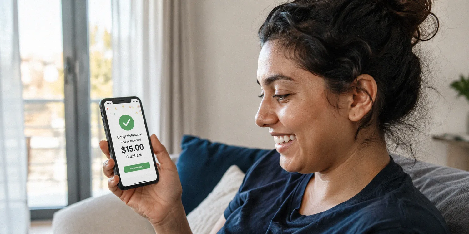 Person checking a free money hacks reward notification on a phone