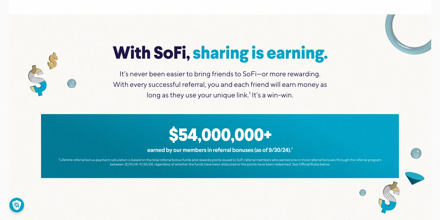 SoFi referral program that has paid members over $54 million in bonuses