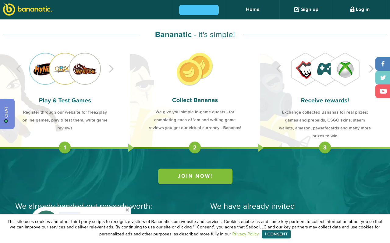 Bananatic homepage screenshot