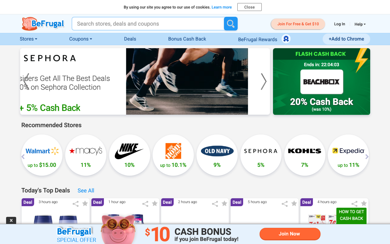BeFrugal homepage
