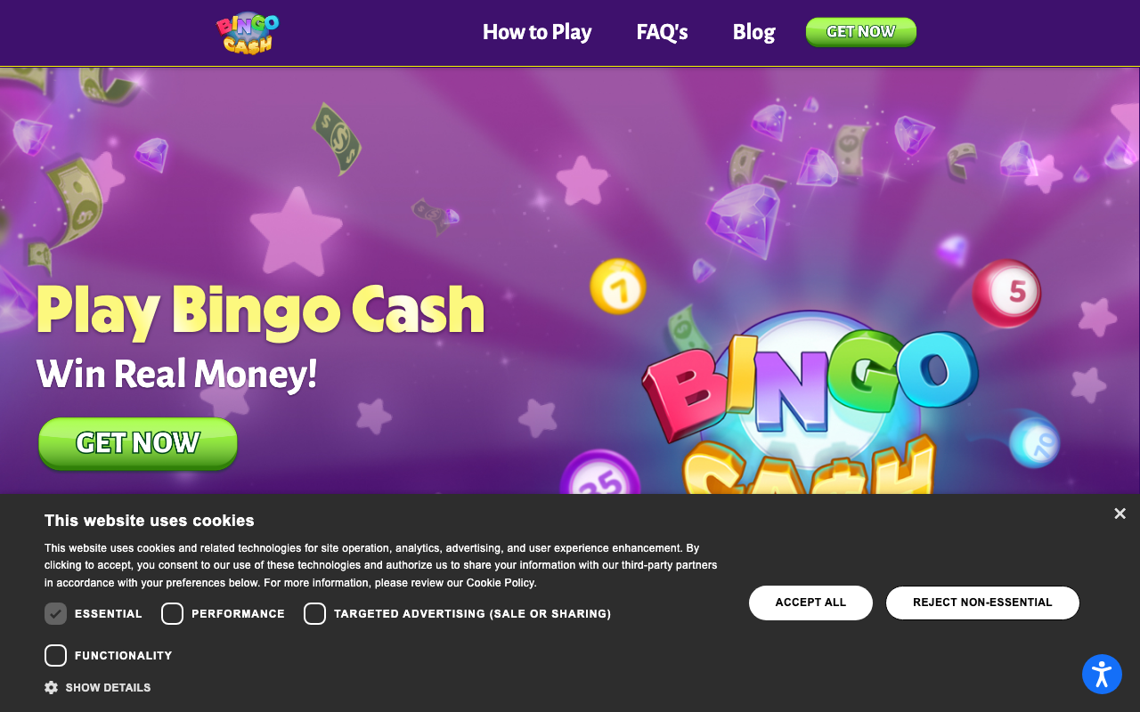 Bingo Cash homepage screenshot