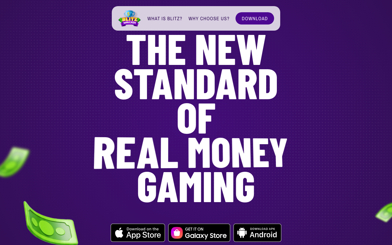 Blitz Win Cash homepage screenshot