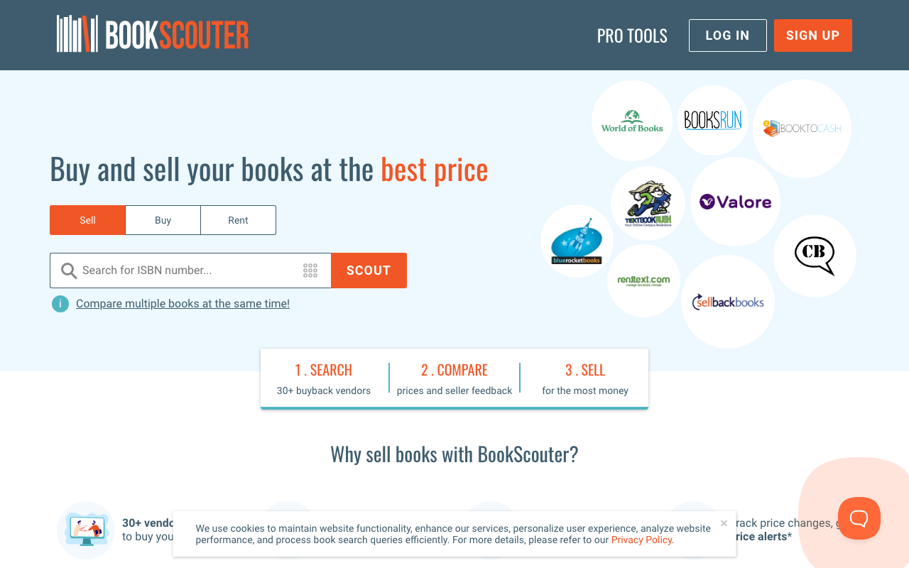 BookScouter homepage screenshot