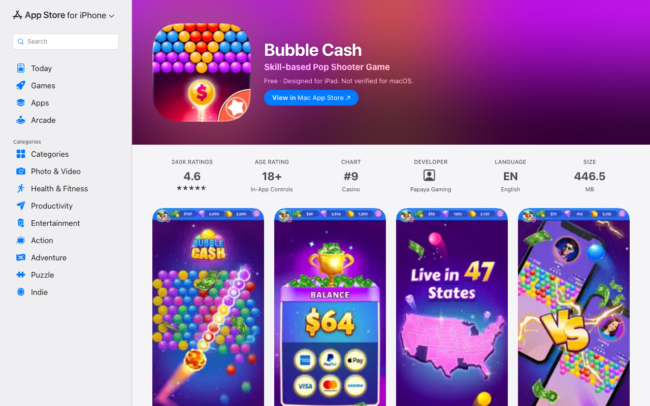 Bubble Cash App Store listing screenshot