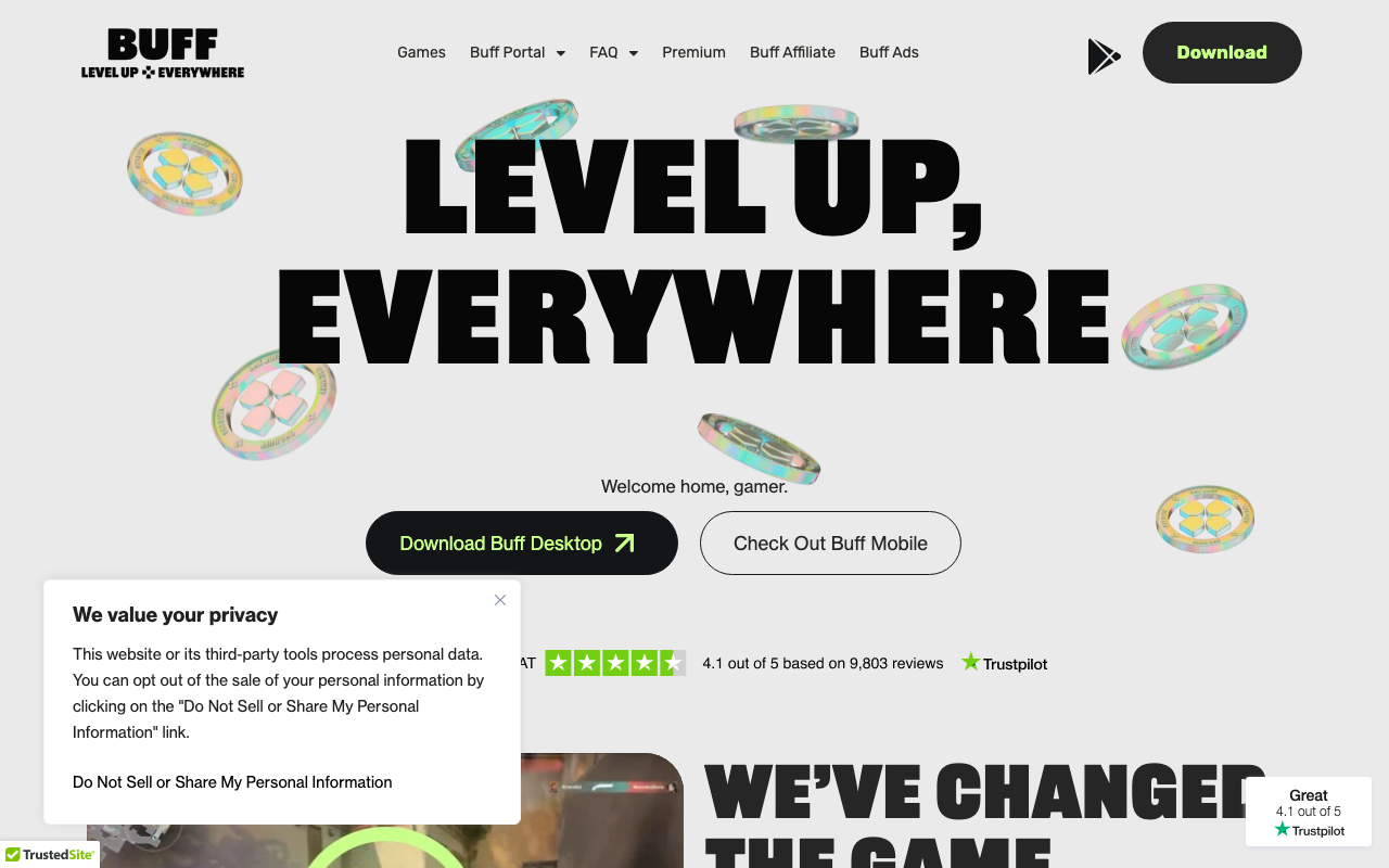 Buff.Game homepage screenshot