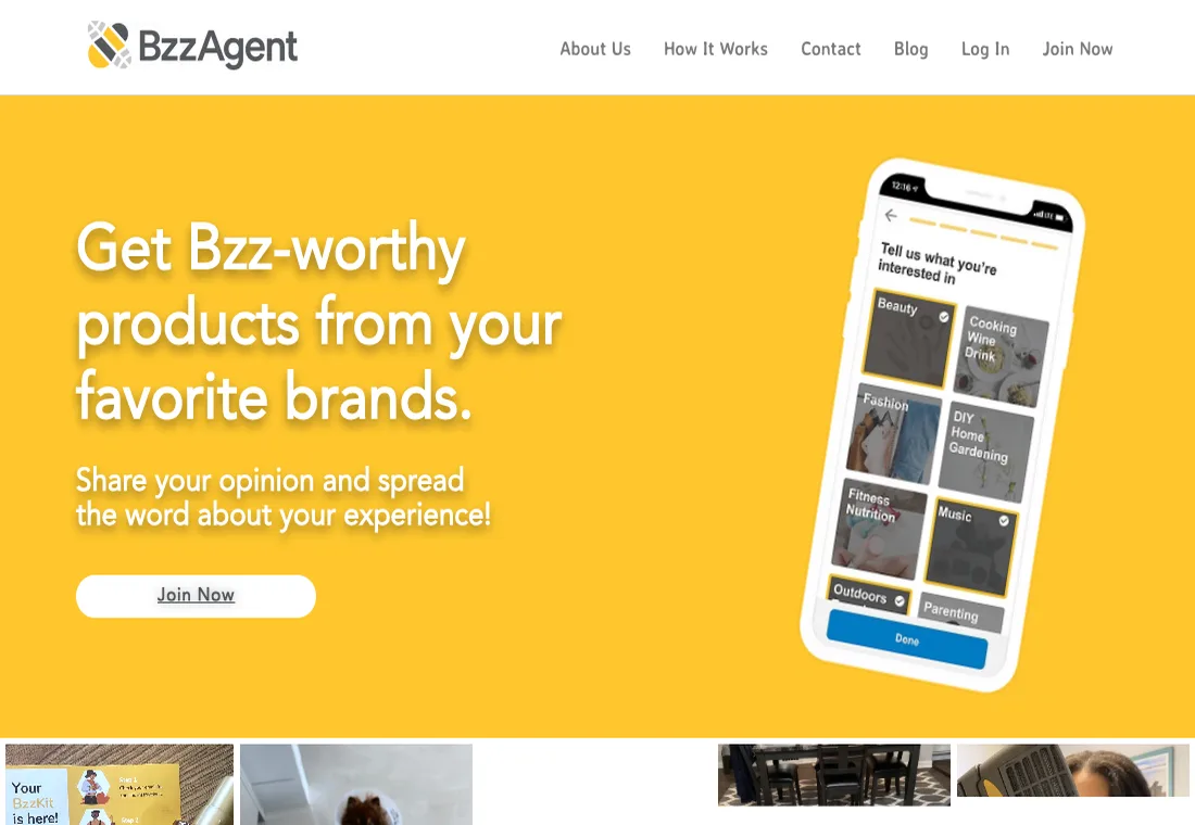 BzzAgent homepage for trying products from brands