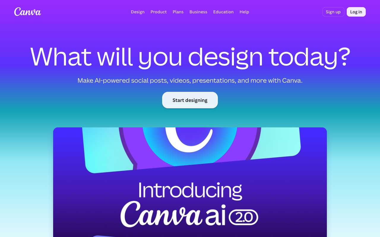 Canva homepage screenshot