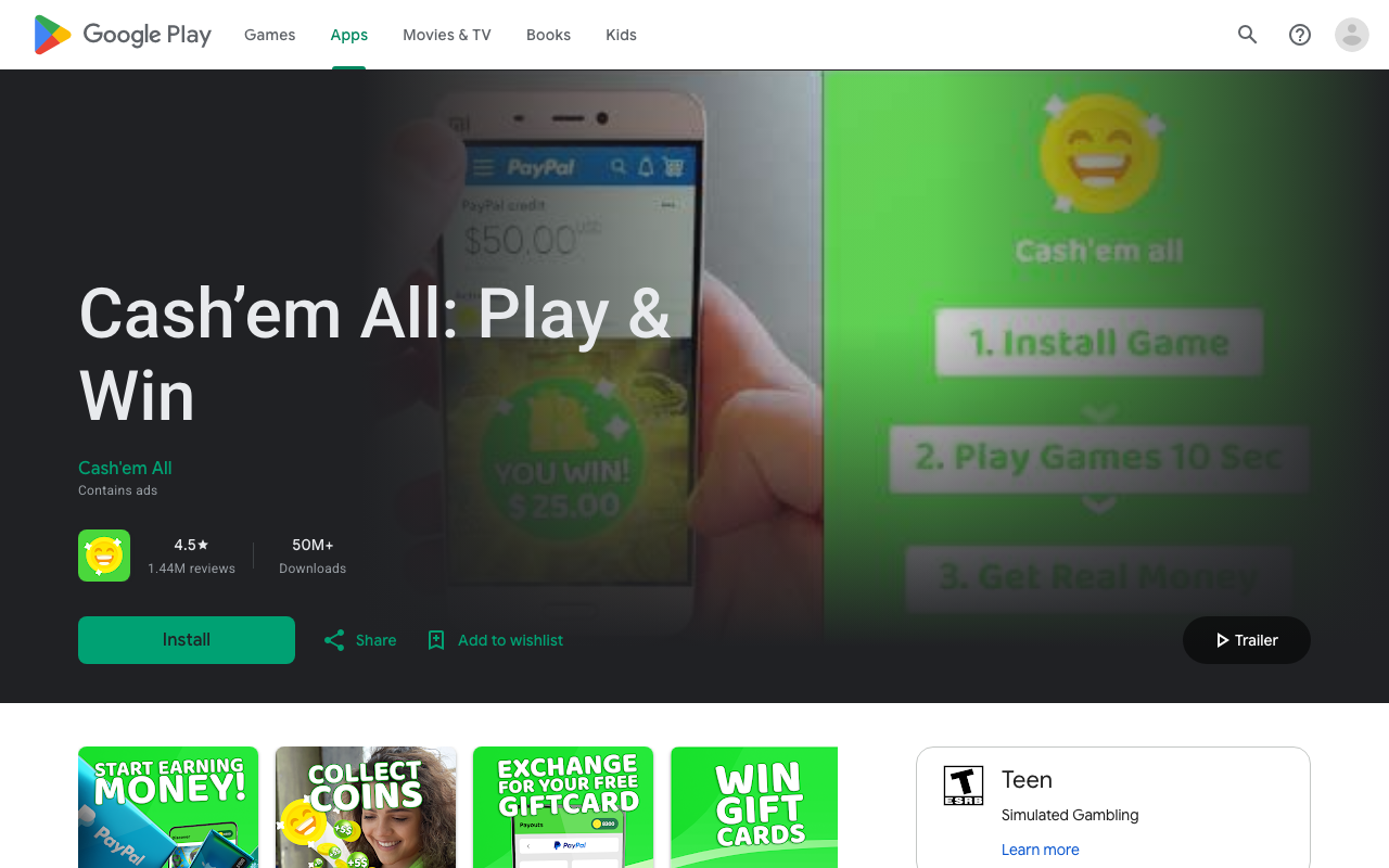 Cash'em All Google Play listing screenshot