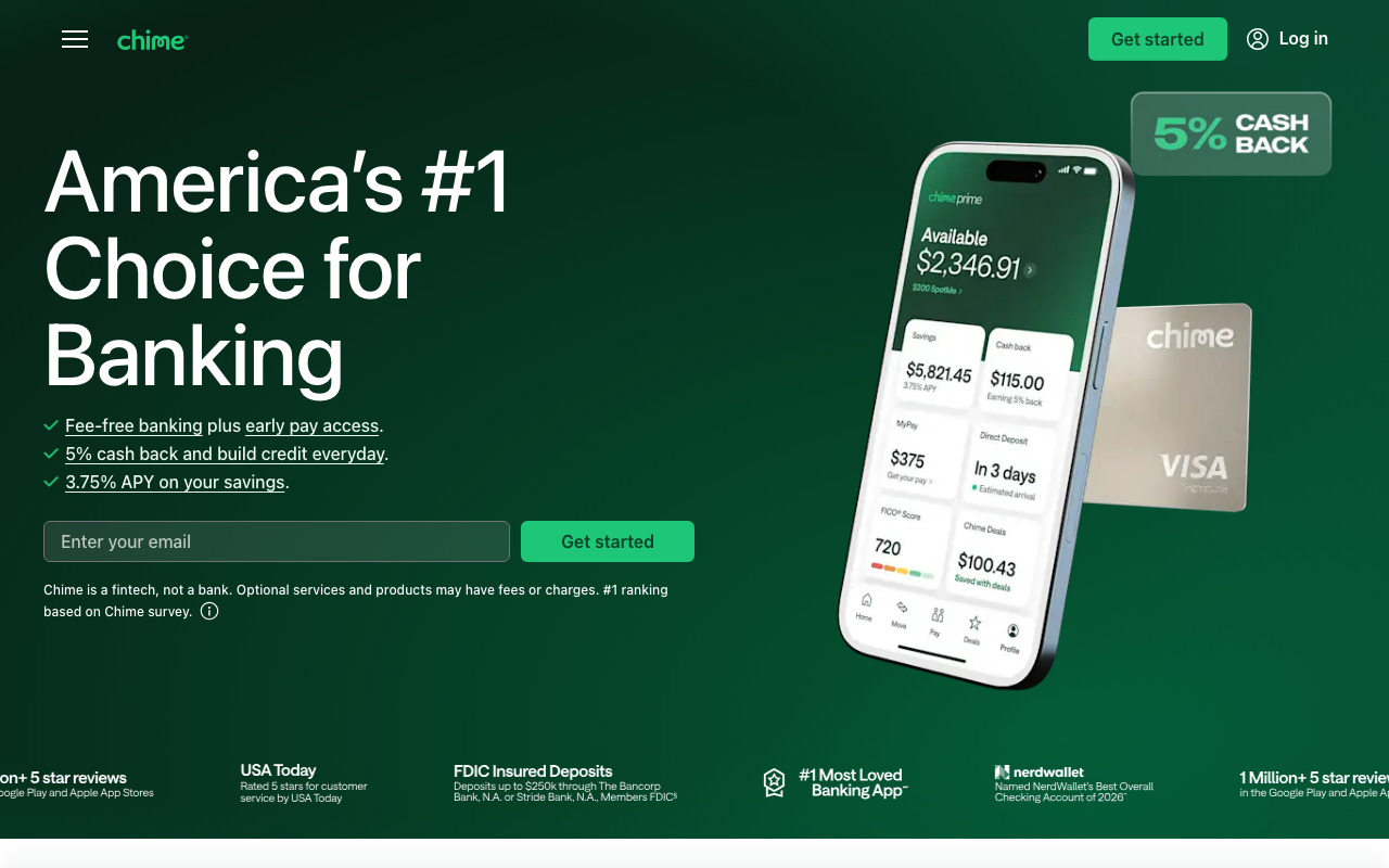 Chime homepage screenshot