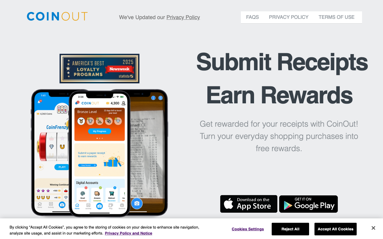 CoinOut homepage