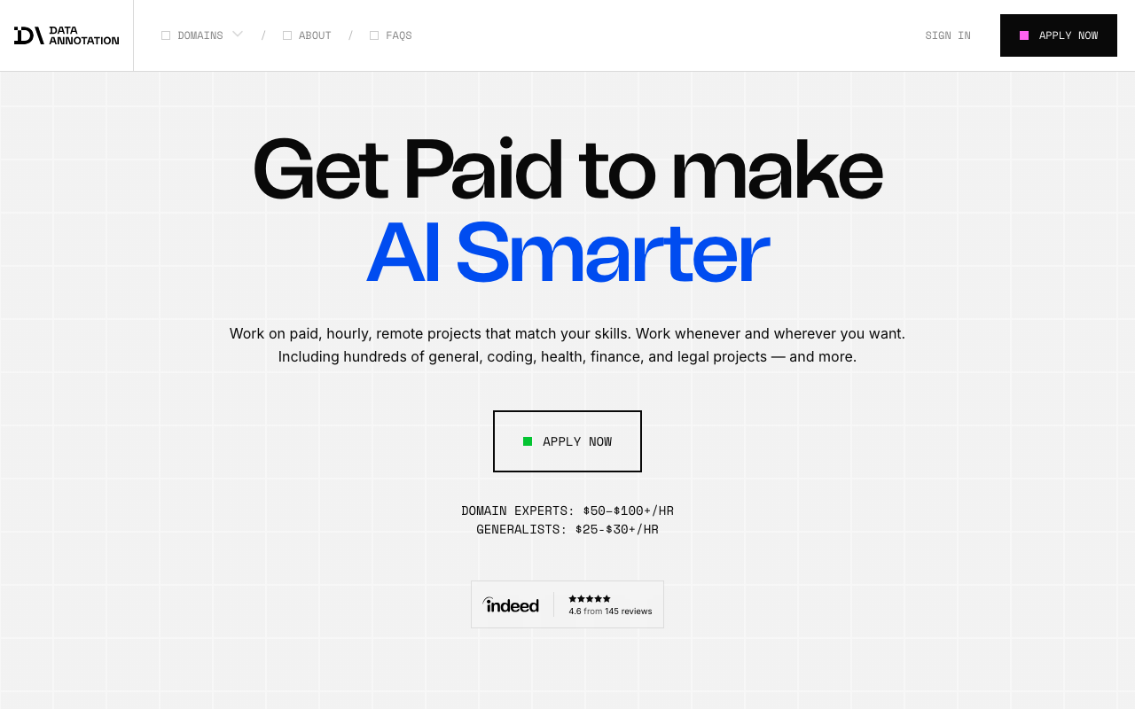 DataAnnotation homepage screenshot