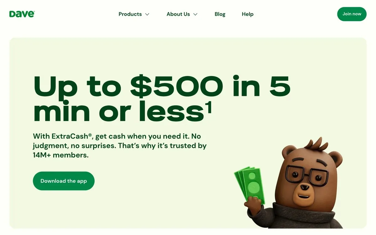 Dave homepage screenshot