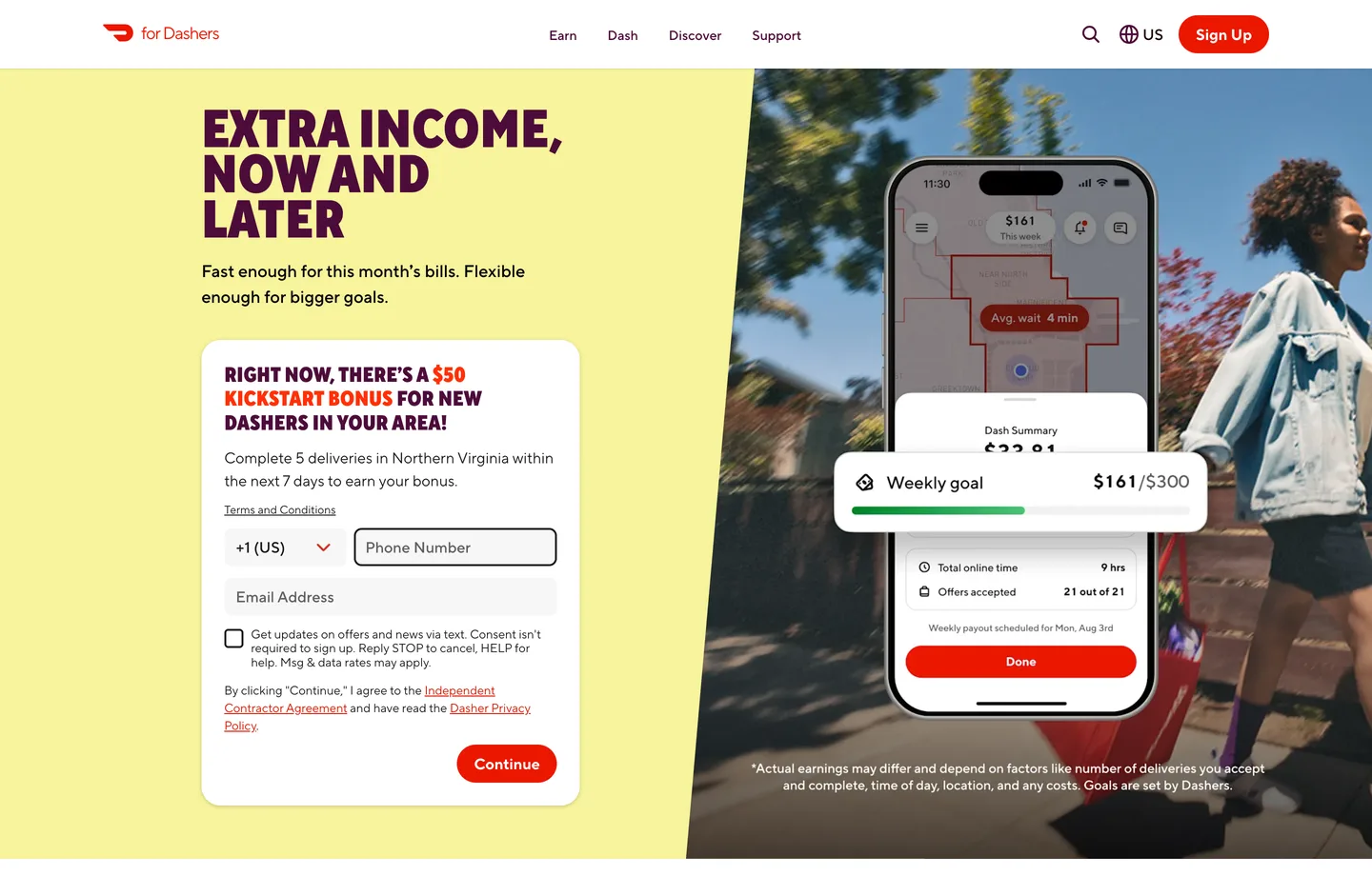 DoorDash Dasher sign-up page