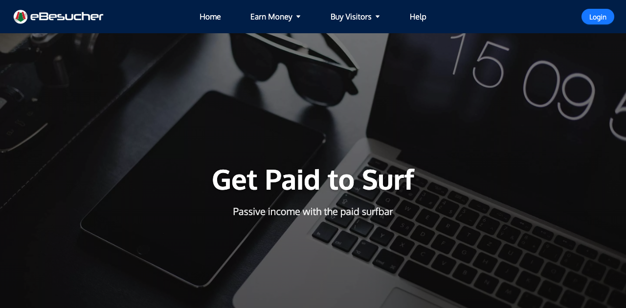 Ebesucher get paid to surf page