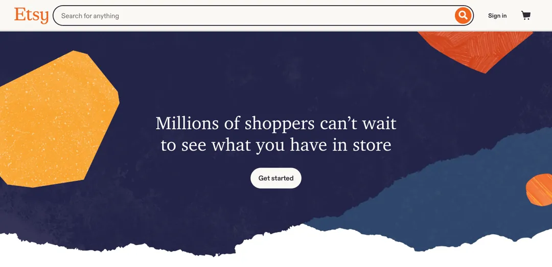 Etsy sell page saying Millions of shoppers can't wait to see what you have in store