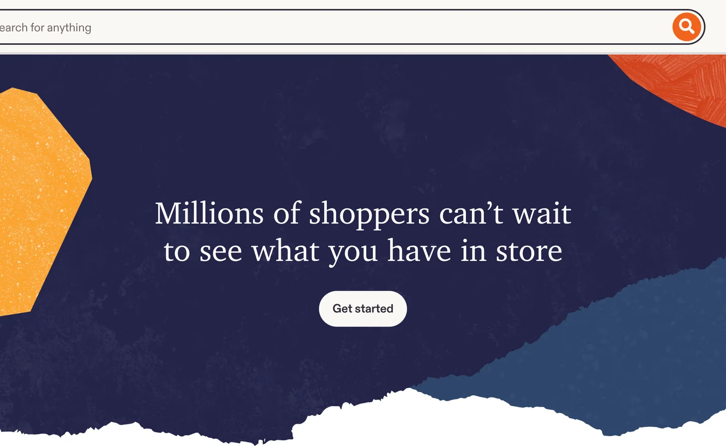 Etsy's How to sell on Etsy page with a Get started button for new shops