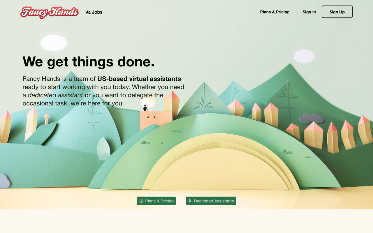 Fancy Hands homepage screenshot