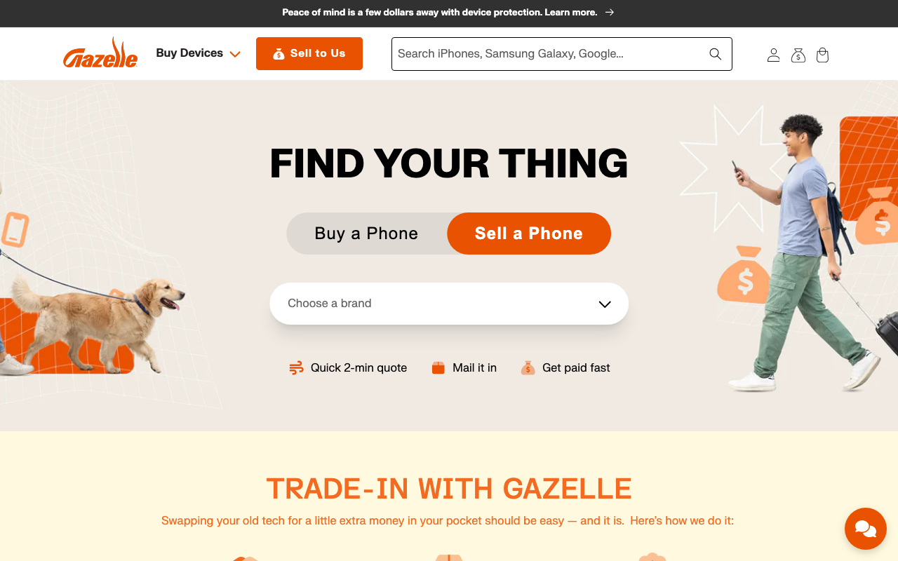 Gazelle homepage screenshot