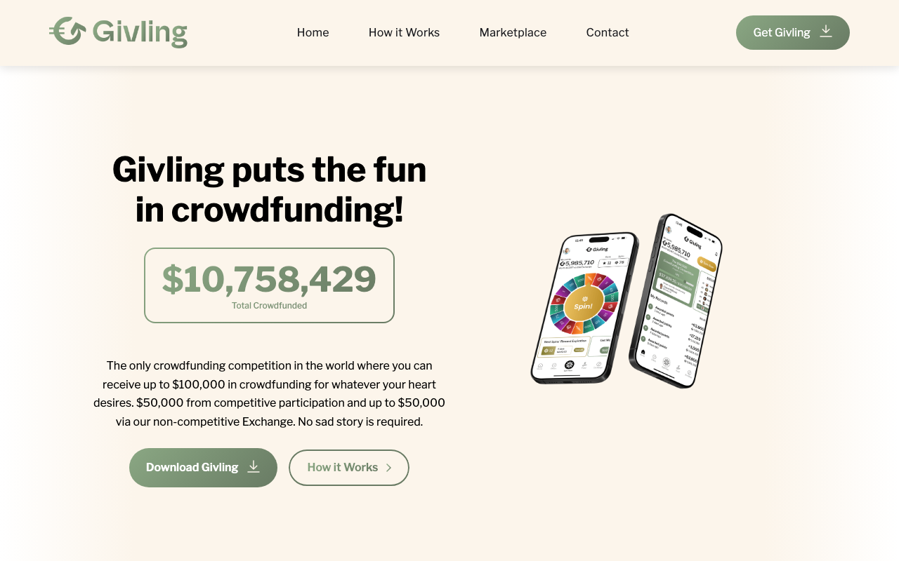 Givling homepage screenshot