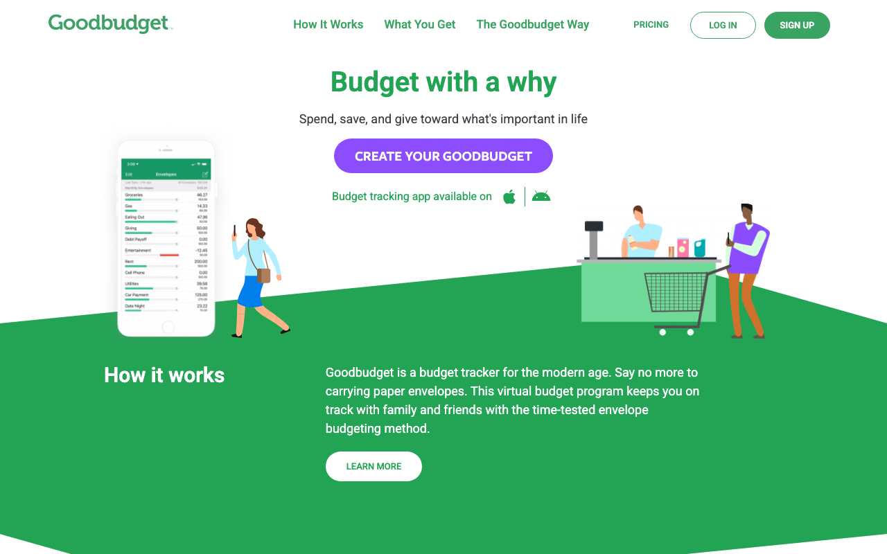 Goodbudget homepage screenshot