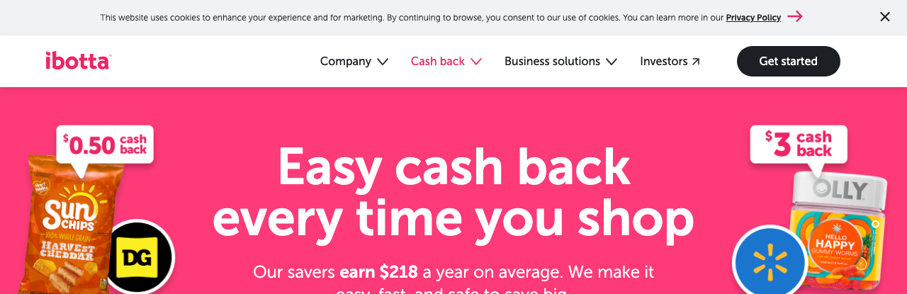 Ibotta homepage screenshot