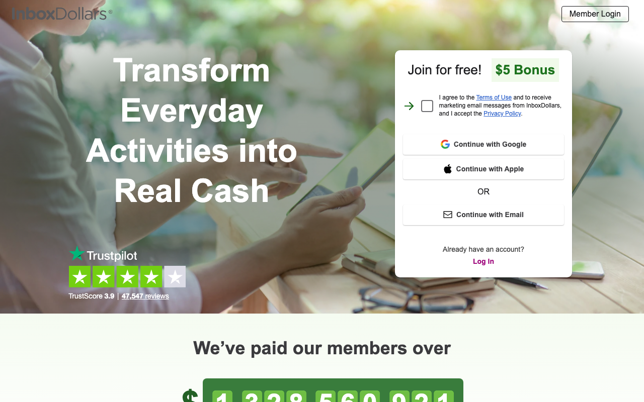 InboxDollars homepage