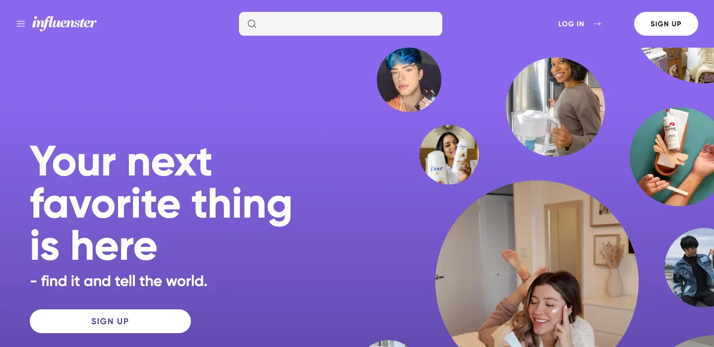 Influenster homepage for product testing and reviews