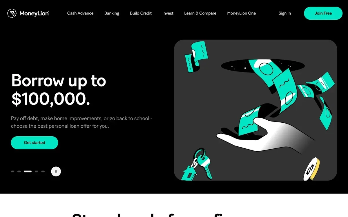 MoneyLion homepage screenshot
