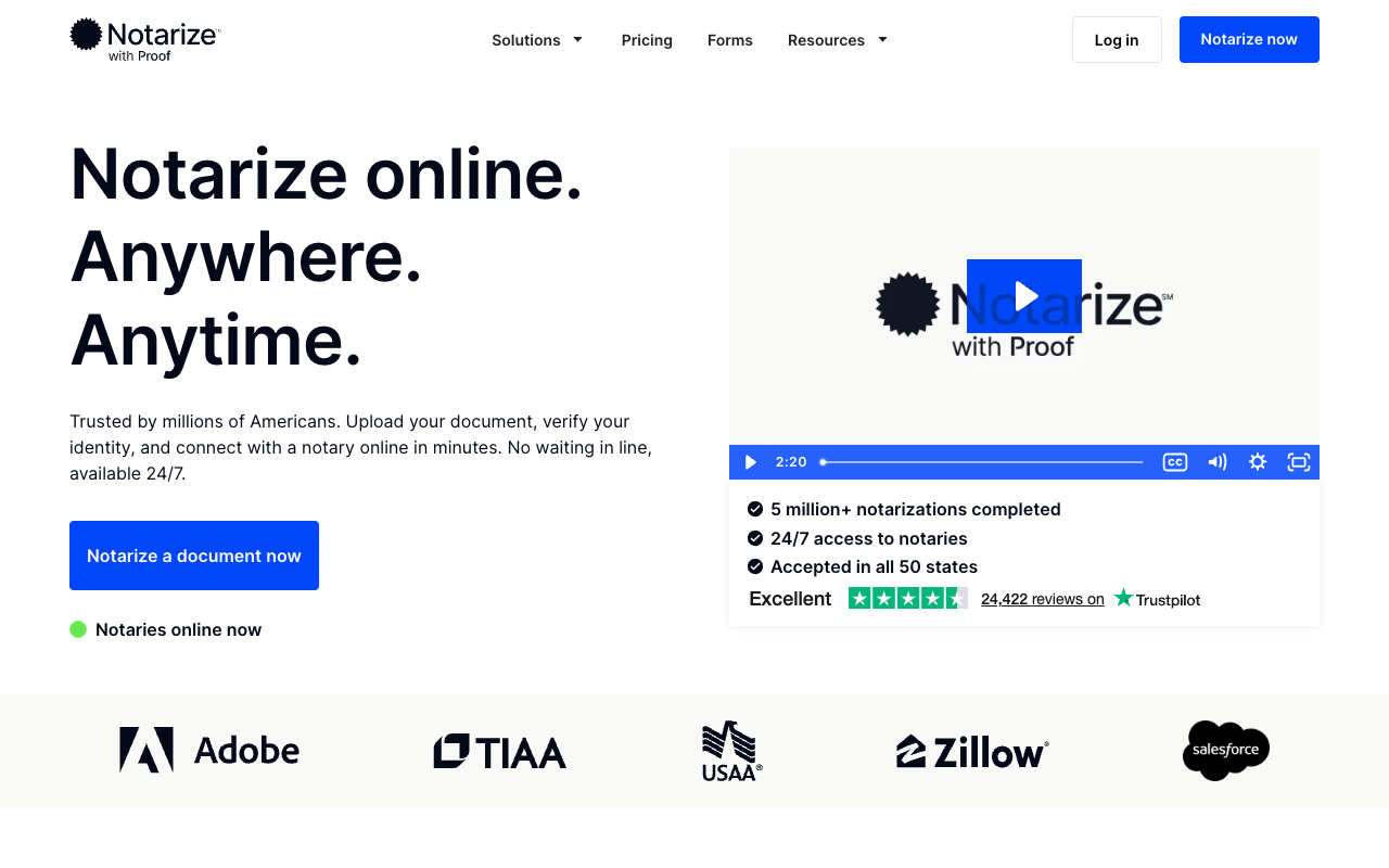 Notarize homepage screenshot