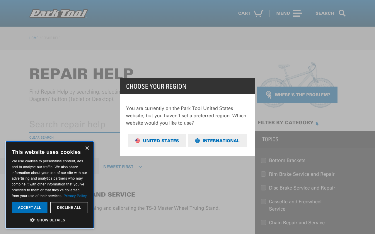 Park Tool repair help articles covering bike tire and brake fixes