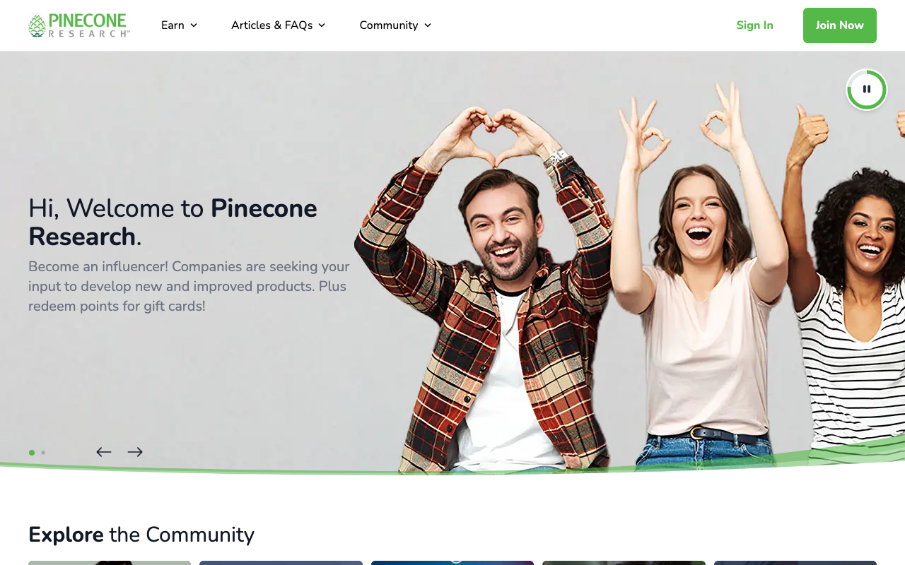 Pinecone Research homepage screenshot