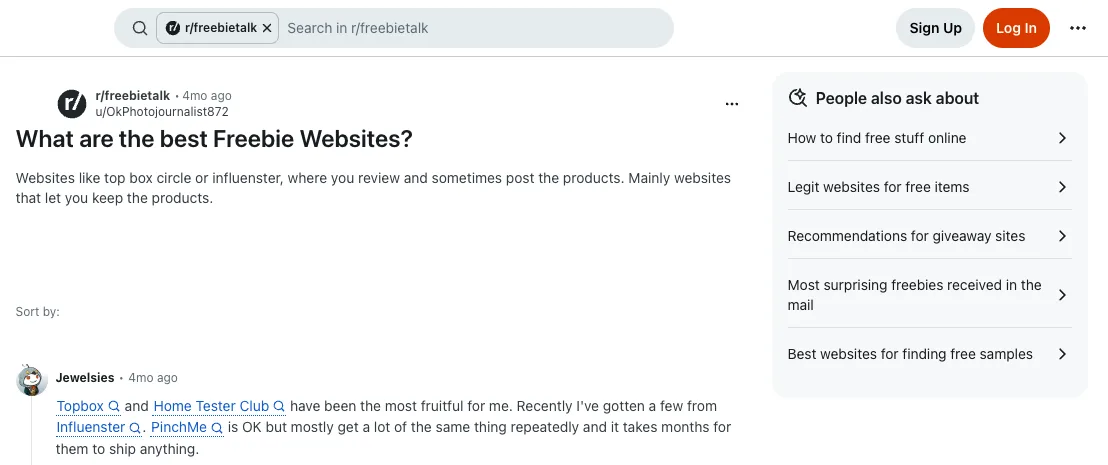 r/freebietalk thread asking for the best freebie websites