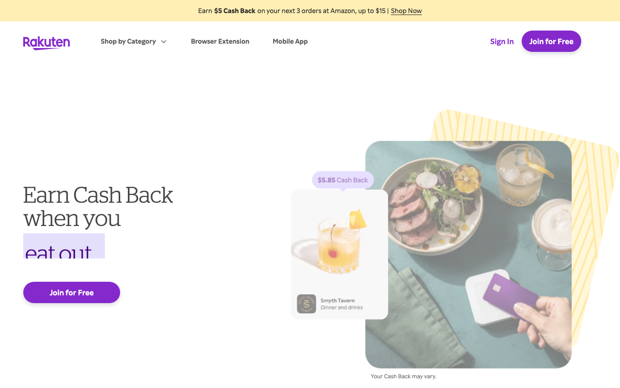 Rakuten homepage
