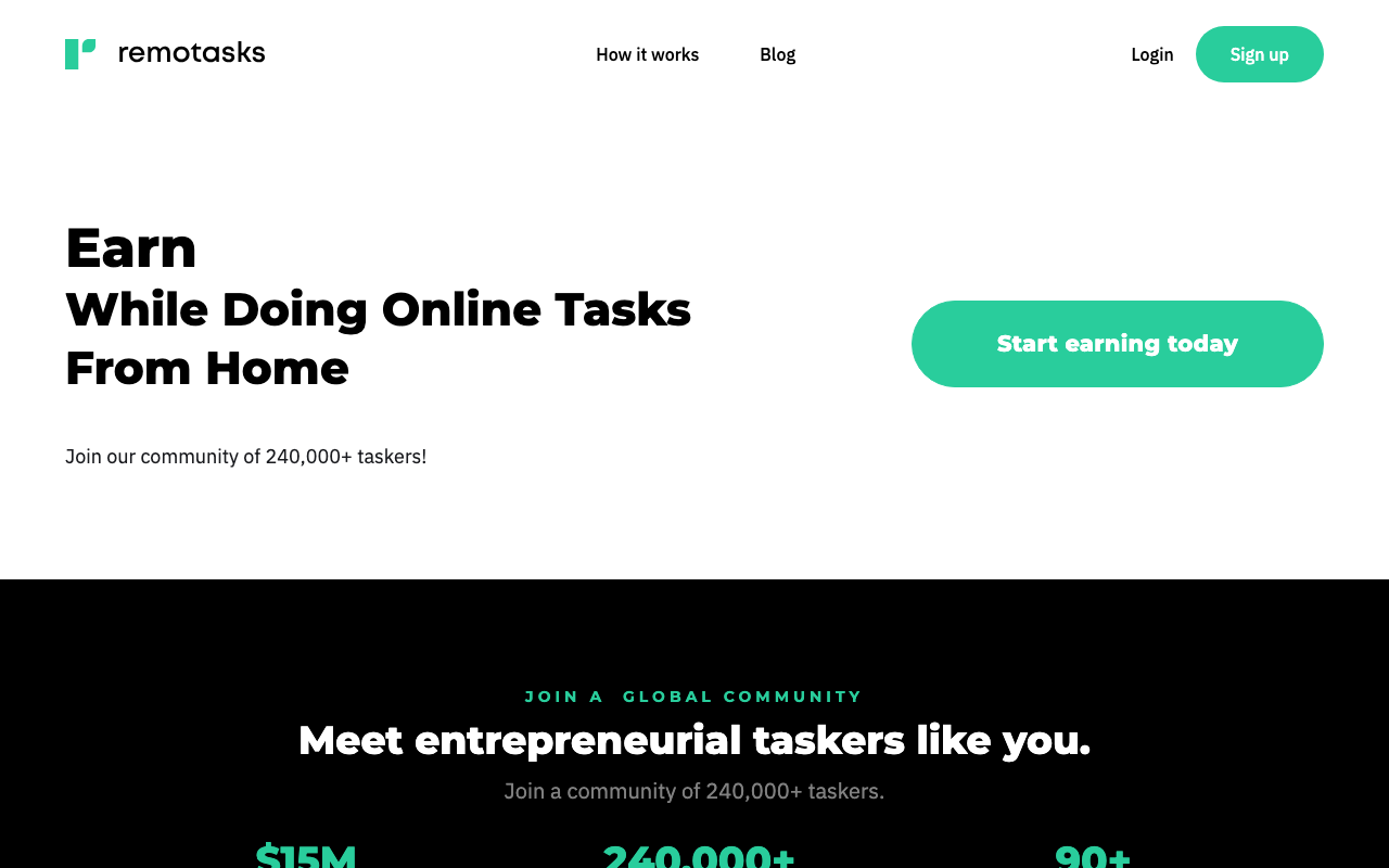 Remotasks homepage screenshot