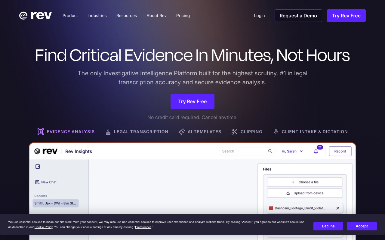 Rev homepage screenshot