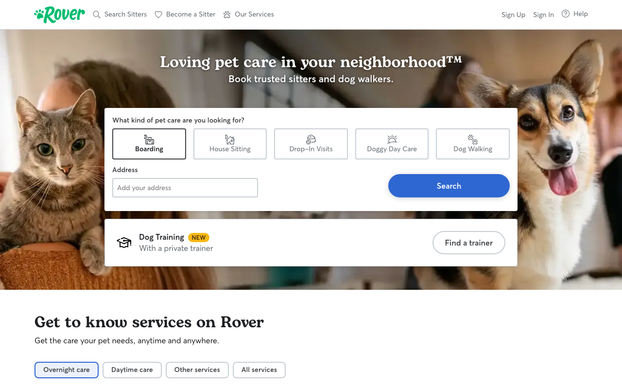 Rover homepage screenshot