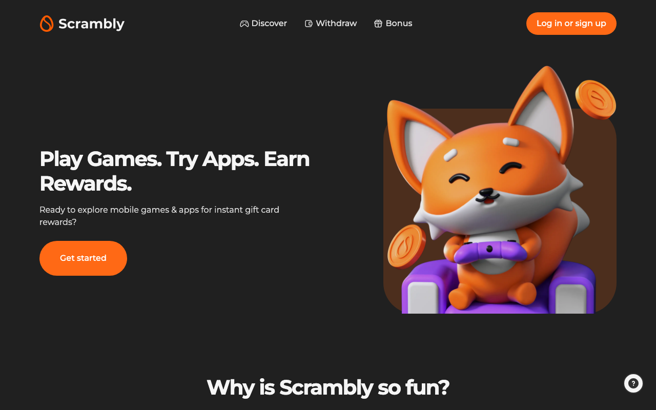 Scrambly homepage screenshot
