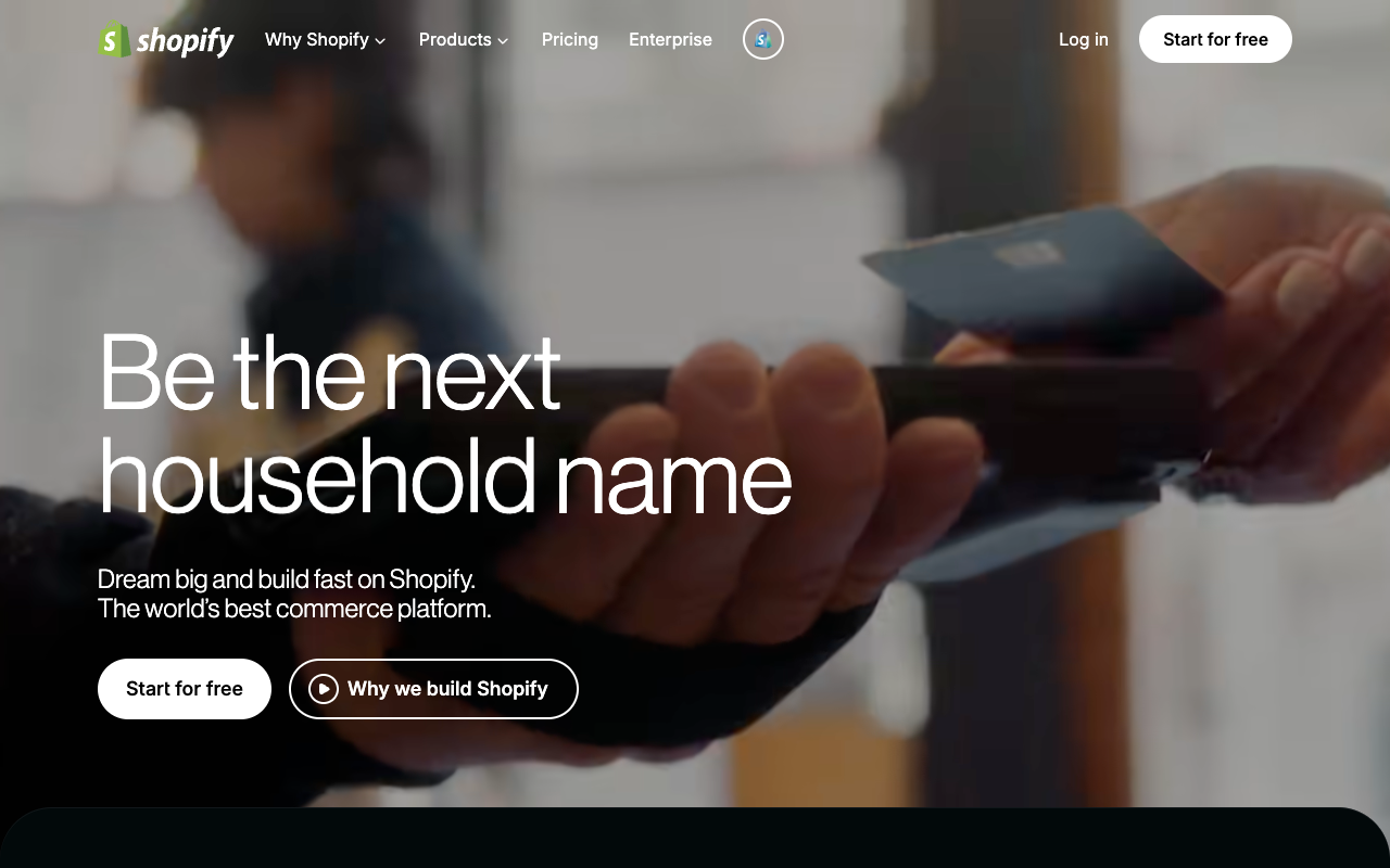 Shopify homepage for running a small custom t-shirt store