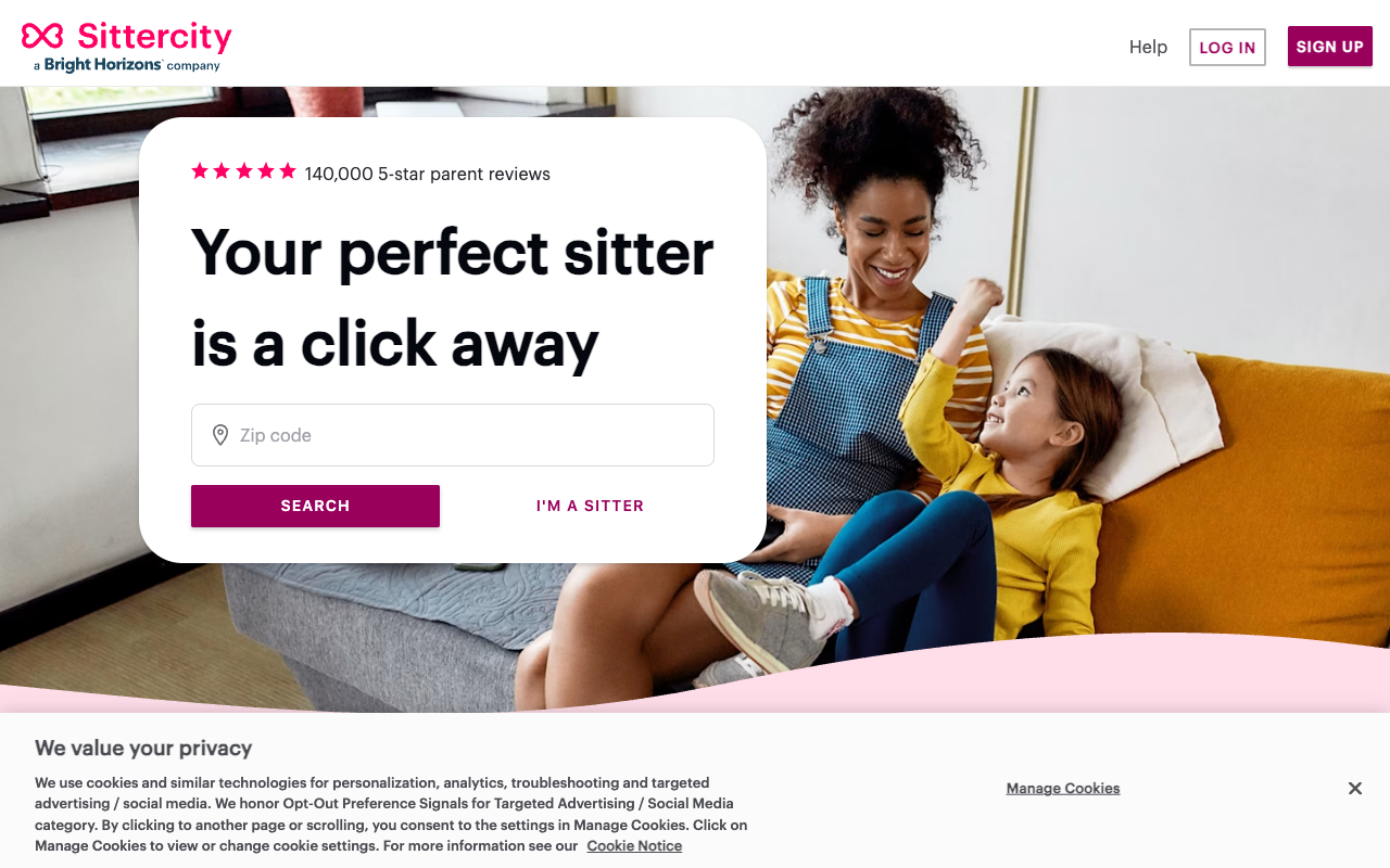 Sittercity homepage screenshot